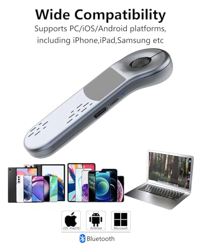 Air Mouse Bluetooth Rechargeable Presenter with Touchpad, Remote Control for PowerPoint/Keynote/TikTok/Camera/Kindle App, Applicable for PC/iOS/Android (Silver) - color: Silver