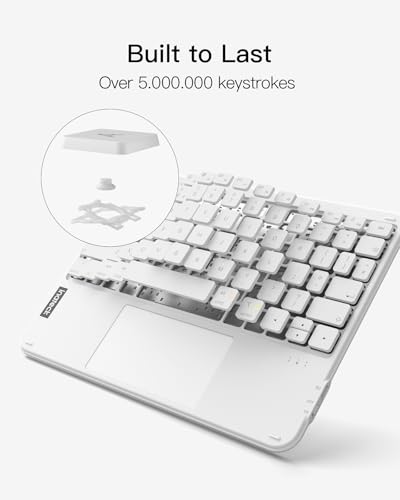 Inateck Ultra-Slim Tablet Keyboard, Trackpad, 228g, Bluetooth 5.3 | For iPad/Tablet/Windows/Laptop/PC, Stable Connection, Ultralight 228g,Portable Wireless QWERTY Keyboard, KB01105,White - color: White