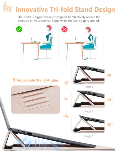 HYZUO 13 Inch Laptop Case Sleeve Bag with Adjustable Stand, Apricot | for MacBook Air 13 M5 A3449 M4 M3 M2 M1 2026-2018, 13" MacBook Neo 2026, MacBook Pro 13 M2 M1 2026-2016, Surface Pro, XPS 13 - color: Apricot, size: 13 Inch