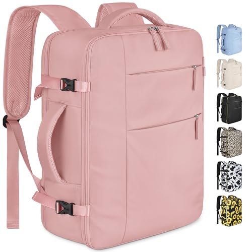 Capolo Travel Backpack for Women Men Waterproof Laptop Backpack Airlines Approved Carry On Backpack Bag Computer Bookbag for Business, Work, Traveling Fits 15.6 Inch Laptop(Pink) - color: Pink, size: 15.6 Inch