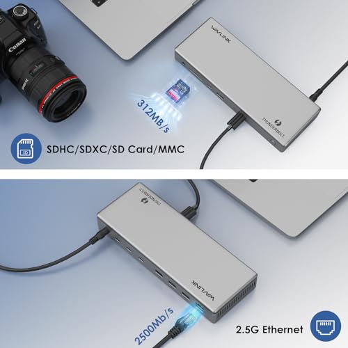 WAVLINK Thunderbolt 4 Docking Station, Single 8K or Dual 4K Display for MacBook Pro/Air Thunderbolt 4/3, 98W PD, USB-C/USB 4 Windows(4xTBT 4, 4xUSB-A, USB-C, 2.5G Ethernet, SD, Audio, DC Port)