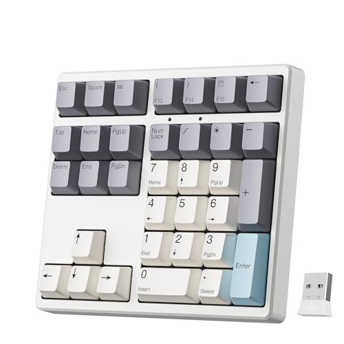 Kisnt Wireless Mechanical Numpad, Full-Function for Heavy Excel Financial | 34 Keys Hot Swappable, 2.4GHz Rechargeable, Laptop Macbook PC Desktop Compatible (Red Switches)