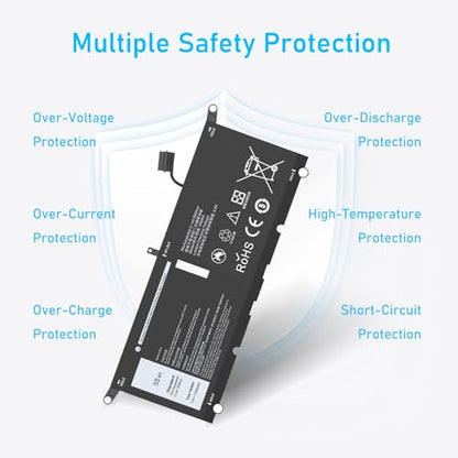 Upgraded 55Wh DXGH8 HK6N5 Battery for Dell XPS 13 7390 9370 9380 | Fit for Inspiron 13 7390 7391 2-in-1 7490 5390 5391 Latitude 3301 Vostro 5390 Series, and More - size: 10.13*3.88*0.18inch HK6N5