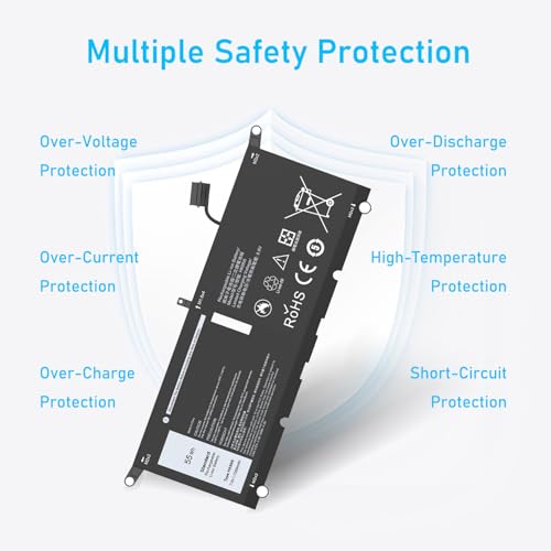 Upgraded 55Wh DXGH8 HK6N5 Battery for Dell XPS 13 7390 9370 9380 | Fit for Inspiron 13 7390 7391 2-in-1 7490 5390 5391 Latitude 3301 Vostro 5390 Series, and More - size: 10.13*3.88*0.18inch HK6N5
