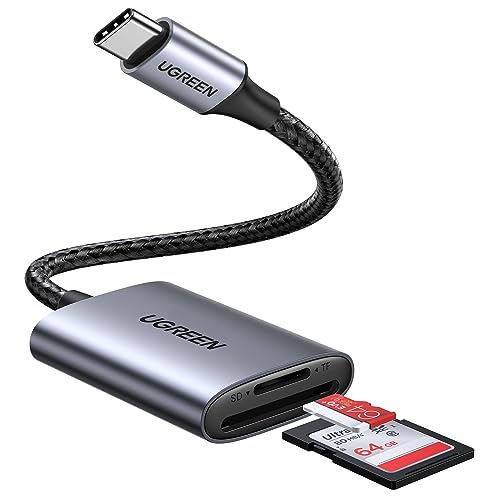 UGREEN USB C SD Card Reader, 2-in-1 Micro SD Memory Card Reader for TF SD Micro SD SDXC SDHC, USB SD Card Reader Type C Compatible with iPhone 17 16, Samsung Galaxy, MacBook, iPad, Trail Game Camera