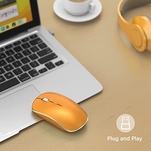 JOYACCESS J 2.4G Wireless Mouse, Soft Click, Silent Travel, 3200 DPI, 5 Adjustment Levels, for Laptop, Mac, PC, Notebook - Orange - color: Orange