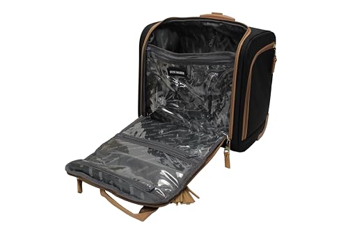 steve madden Designer 15 Inch Carry on Suitcase- Small Weekender Overnight Business Travel Luggage- Lightweight 2- Rolling Spinner Wheels Under Seat Bag for Women (Harlo Black) - color: Harlo Black