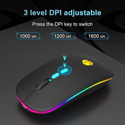CC Store Wireless Mouse for Laptop,USB-C Rechargeable with Dual Connection | Bluetooth mouse with 2.4GHz USB receiver, silent slim design, adjustable DPI for laptop,MacBook,PC and tablet,Black - color: Black