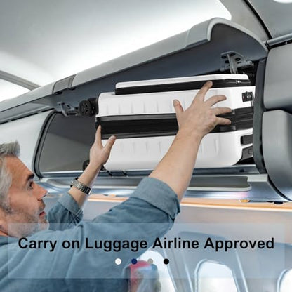 CENSIEN Expandable 20" Carry On Luggage Airline Approved with Front Pocket | Front Opening with Laptop Pocket,Lightweight ABS+PC Hard Shell Suitcases,360° Spinner Wheels,TSA Lock,YKK Zipper,White - color: White, size: 20 Inch EXT