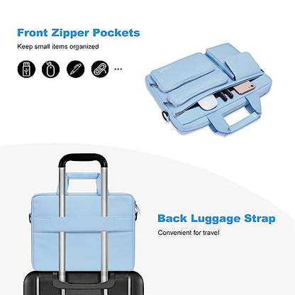 MOSISO Laptop Shoulder Bag 16 inch, 15-15.6 inch Computer Bag | Compatible with MacBook Pro 16 inch, HP, Dell, Lenovo with 2 Raised&1 Flapover&1 Horizontal Pocket&Handle&Belt, Airy Blue - color: Airy Blue, size: 16 inch
