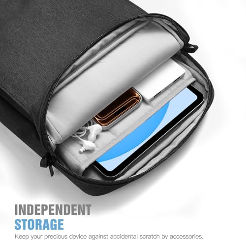 TiMOVO 9-11" Tablet Sleeve Bag Carrying Case with Strap, Black & Grey | Fits iPad A16 11", Pad Air 11/5th & 4th 10.9", 10th Gen/10.2", Galaxy Tab A11 Plus, Multi-Pocket, Handle, Padded Protection - color: Ab-Black & Grey, size: 9-11
