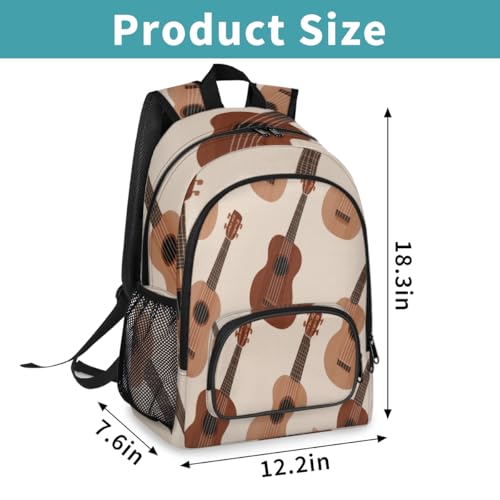 Guitar Musician Large Backpack for Women and Men Waterproof Travel Laptop Backpack Lightweight Business Work Daypack Fits 17 Inch Computer - color: Multicolor 1