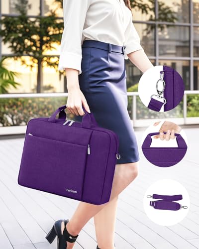 Ferkurn Laptop Bag Case for Women Men Computer Bag Compatible with HP Envy Pavilion Omen/LG Gram/MSI/Dell Inspiron XPS/Lenovo/Acer, Shoulder Strap Carrying Messenger Briefcase, Purple, 15.6 16 Inch - color: Purple, size: 15.6 inch