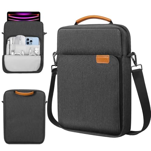 TiMOVO 13 Inch Tablet Sleeve with Shoulder Strap, Black & Gray | Fits iPad Air 13", iPad Pro 13"/12.9", Surface Pro 12, Galaxy Tab S10 Plus/FE+, Remarkable Paper Pro 11.8" - color: Black & Gray, size: 13