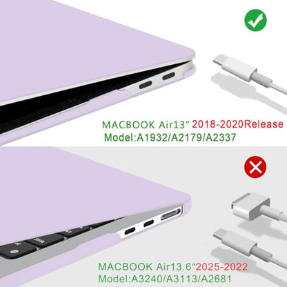 B BELK Compatible with MacBook Air 13 inch Case M1, MacBook Air Case 2021 2020 2019 2018 A2337 A2179 A1932 Touch ID, Plastic Laptop Hard Shell + 2 Keyboard Covers + Screen Protector, Lavender Purple - color: Lavender Purple