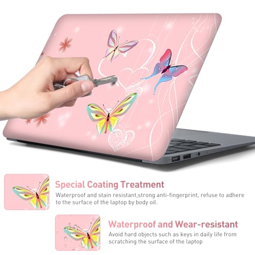 15-15.6 inches Netbook Laptop Skin Sticker Decal Reusable Cover Protector for 11.6 12 13 13.3 14 15 15.4 Notebook Chromebook PC, Scratch-Resistant Waterproof I Pink Butterflies - color: Pink Butterflies