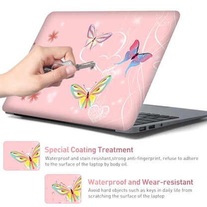 15-15.6 inches Netbook Laptop Skin Sticker Decal Reusable Cover Protector for 11.6 12 13 13.3 14 15 15.4 Notebook Chromebook PC, Scratch-Resistant Waterproof I Pink Butterflies - color: Pink Butterflies