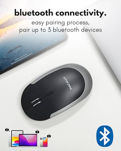 Macally Wireless Bluetooth Mouse for Mac, MacBook Pro/Air, iPad, Laptop, and PC - Quiet Click and Comfortable Apple Wireless Mouse - Rechargeable - Space Gray - color: Space Gray