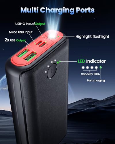 Portable Charger Power Bank 40000mah, USB C Fast Charging 22.5W External Battery Pack Phone Charger Quick Charge with 3 Outputs & 2 Inputs for iPhone 16/15 Samsung Android Camping Travel Essentials