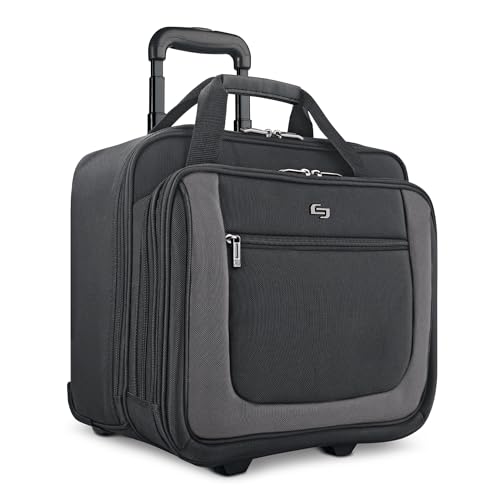 Solo New York Rolling Case with Wheels - Roller Laptop Bag, Wheeled Briefcase for Women & Men, Carry On Size for Travel, Fits 17.3" Computer - Bryant, Black & Grey - color: Black/Grey