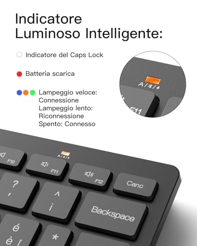 Inateck Ultra-Slim Bluetooth Keyboard, Ergonomic, 3-Device | For iPad/Windows/Android/iOS, Oversized Keycaps, 18-Month Battery Life, Portable Design, QWERTY Layout