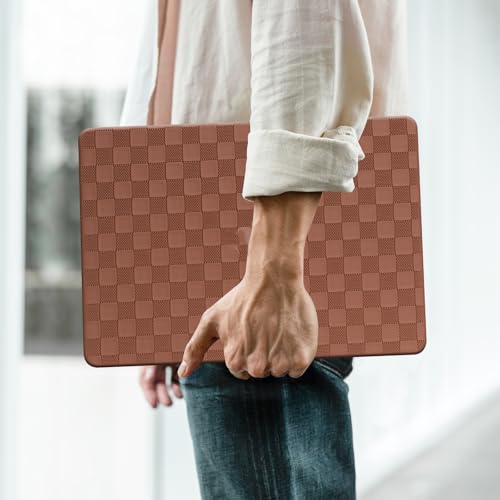 Checkered Print for MacBook Pro 13 inch Case M2 2026-2016 A2338 M1 A2251 A2289 A2159 A1989 A1708 A1706,Checkered Textured Cream Leather Hard Shell Case & Keyboard Cover,Checkerboard Brown - color: Checkerboard Brown, size: 2016-2026 Macbook Pro 13 inch M1