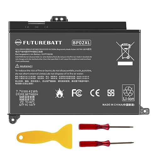 Futurebatt BP02XL 849569-541 Laptop Battery for HP Pavilion Notebook PC 15 Series 15-AU000 15-AU010WM 15-AU018WM 15T-AW000 15Z-AW000 - size: BP02XL 6.69*5.12*0.67 in