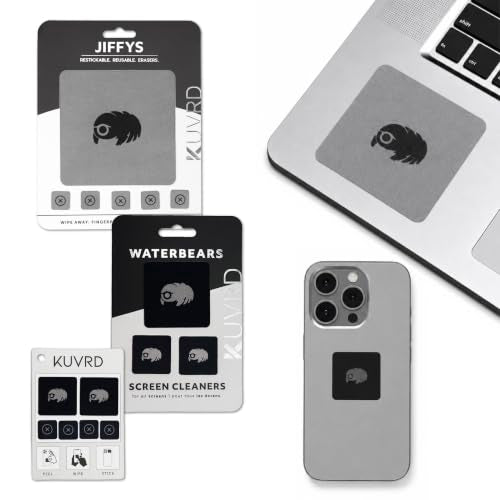 KUVRD Waterbear - Universal Screen Cleaners - Teeny Tiny Cleaning Tools for Your Lenses & Screens, Family Pack (1 Patch Set, 1 Pad Set, 1 Phat Pack Set) - size: Single Family Pack