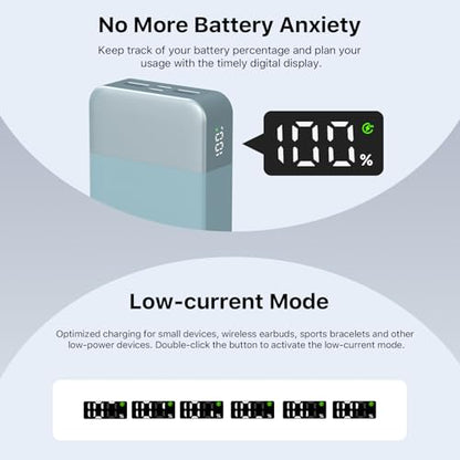 NOBIS Portable Charger,20000mAh Power Bank, 45W Fast Charging，Battery Pack with 2 USB-C (in/Out) & 2 USB-A, Digital Display & Small Current Mode, Compatible with Phone 17 S25 Tablet - color: Blue