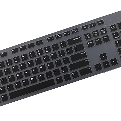 Keyboard Cover Skin for Dell KM636 KB216 KB216t KB216d KB216p Wired & Wireless Keyboard, Dell Optiplex 5250 3050 3240 5460 7450 7050, Dell Inspiron Desktop 24" 27" 5400 5490 7700 7790 3475 3670 3477 - color: Black