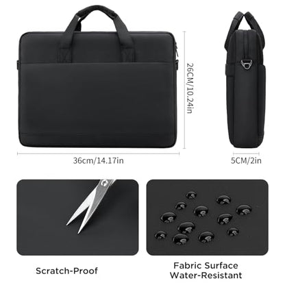14 15 inch Laptop Carrying Shoulder Bag Waterproof Briefcase Compatible with MacBook Acer ASUS HP Surface Dell Chromebook, Black - color: Black, size: 14"-15"