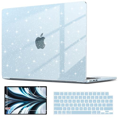 AKIT Compatible with MacBook Air 13 inch Case Glitter 2026 2025-2022 M5 M4 M3 M2 Model A3449 A3240 A3113 A2681, Sturdy Laptop Hard Shell for Mac Air 13.6" + Keyboard & Screen Cover, Sparkly Air Blue - color: Glitter Blue