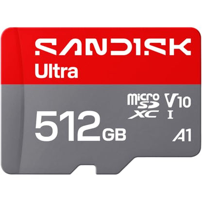 SANDISK 512GB Ultra microSD UHS-I Card - Up to 195MB/s Read Speed, Full HD Video, V10, U1, C10, A3 - SDSQUJQ-512G-GZ6MA - size: 512GB, style: New Version