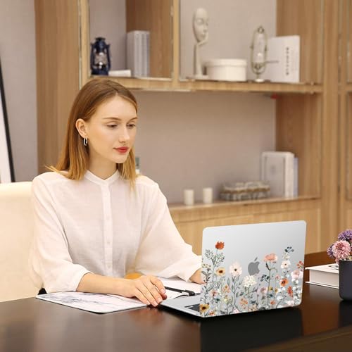 MOSISO Compatible with MacBook Air 13 inch Case M5 2026 M4 2025 M3 M2 2024-2022 A3449 A3240 A3113 A2681, Plastic Garden Flowers Hard Shell&Keyboard Cover&Screen Film for MacBook Air 13.6, Transparent - color: Transparent