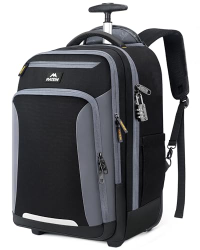 MATEIN Rolling Backpack with Wheels, 17" Roller Carry On Luggage for Travel | 2 in 1 Convertible, Fits 17 Inch Laptop, Flight Approved, Anti Theft, Water Resistant, Wheeled Bookbag for College School