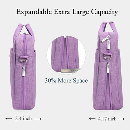 Voova 17.3-17 Inch Laptop Bag, Computer Bag, MacBook Bag, Lavender | Expandable splash-proof 17.3-inch laptop messenger bag with removable strap; fits MacBook, HP, Dell, Lenovo and Asus - color: Lavender, size: 17-17.3 Inch