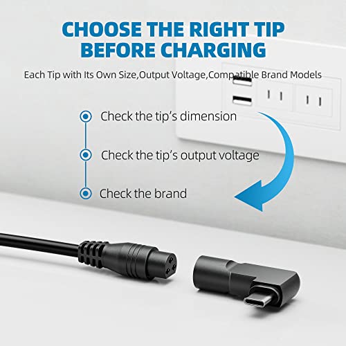 Powseed 65W Universal Laptop Charger USB C for MacBook Dell HP Lenovo Acer Chromebook Asus Samsung Sony Toshiba Gateway 18.5V 19V 19.5V 20V Computer Power Cord Supply AC Adapter, 70W Max
