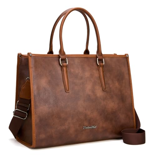 Montana West Laptop Tote Bag for Women 15.6 Inch Computer Bags Business Office Work Briefcase With Adjustable Shoulder Strap - color: Coffee