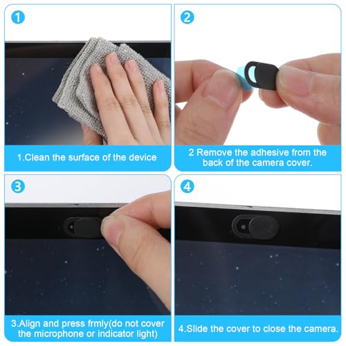 50 PCS Webcam Cover Slide Black Phone Camera Covers, 0.023 Inch Ultra-Thin Universal Laptop Camera Cover Slide Webcam Protects Your Privacy & Security for Laptop, Desktop, Smartphone, Cell Phone