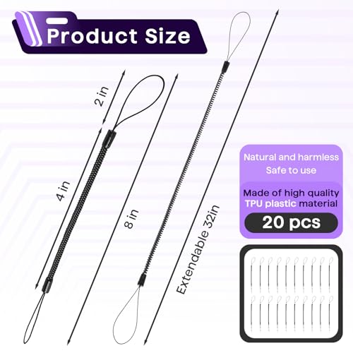 20PCS Pen Leash for Clipboard - Anti-Lose Elastic Tether, Plastic Retractable Coil Strap, Stylus Lanyard for Touchscreen, Clipboard Pen Leash & Coil Set - color: 20-PACK