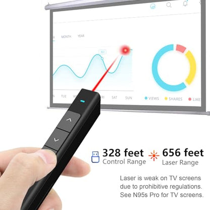 Norwii Wireless Presentation Clicker, PowerPoint Clicker with Laser Pointer | Presentation Remote for PowerPoint Presentations, Plug & Play USB Slide Advancer, Compatible with Mac/Windows/Linux/Android - color: Black
