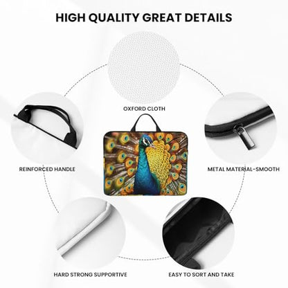 14 Inch Laptop Sleeve Case Waterproof Lightweight Laptop Case Bag Peacock Travel Laptop Bag With Handle Briefcase Messenger Bag For Women Men