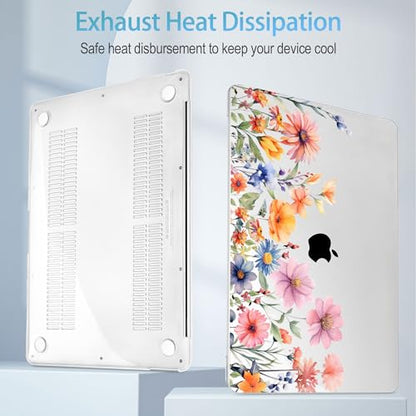 Mektron for MacBook Air 13 inch Case 2021-2018 Release A2337 M1 A2179 A1932, Plastic Hard Shell Case Only Compatible with MacBook Air 13 inch Retina Fits Touch ID, Floral P165 - color: Floral P165