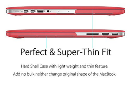 UESWILL Matte Hard Shell Case Cover Compatible with MacBook Pro (Retina, 13 inch, Early 2015/2014/2013/Late 2012), Model A1502/A1425, No CD-ROM, No USB-C, Red - color: Red, size: MacBook Pro 13" Retina A1502/A1425