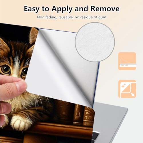 Laptop Skin Sticker Decal 15.6 Inch,12 13 13.3 14 15 15.6 in Laptop Netbook Skins for Notebook,Art Decal Removable Waterproof Scratch Resistant,Universal Vinyl Cover,Cat Bookshelf Cute - color: Cat Bookshelf Cute