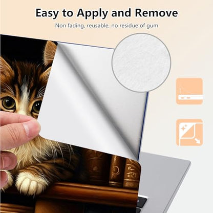 Laptop Skin Sticker Decal 15.6 Inch,12 13 13.3 14 15 15.6 in Laptop Netbook Skins for Notebook,Art Decal Removable Waterproof Scratch Resistant,Universal Vinyl Cover,Cat Bookshelf Cute - color: Cat Bookshelf Cute
