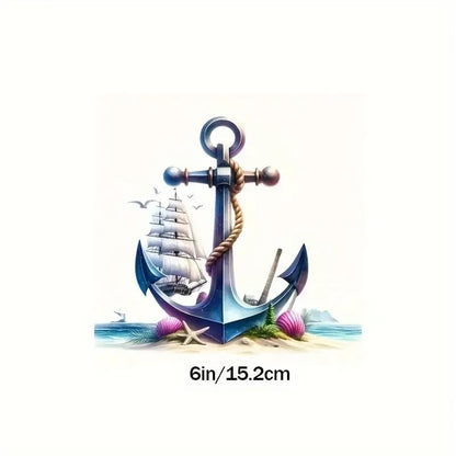 Nautical Anchor PVC Vinyl Car Decals Stickers Waterproof Self-Adhesive Decals for Cars, Laptops, Trucks, Motorcycles Wall Window Luggage Scratch Cover Door Decor Sticker