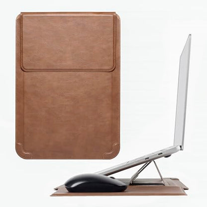 14 Inch Multifunctional Laptop Sleeve Case with Stand Soft Slim Cover for MacBook Pro/Air/ThinkPad X1/Dell XPS/Lenovo Yoga/HP Pavilion/ASUS Zenbook/LG gram/Chromebook 13.5" 13.6" 14.2" 14.5" - color: Textured Brown, size: 13.5-14.5 Inch