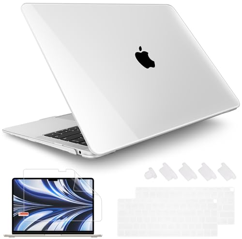 May Chen Compatible with New MacBook Air 13 inch Case 2021 2020 2019 2018 Release Models: M1 A2337 A2179 A1932, Plastic Hard Shell Case for MacBook Air 13 inch & Retina Dispaly Fits Touch ID, Clear - color: Clear