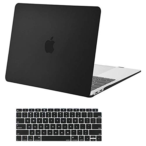 MOSISO Compatible with MacBook Air 13 inch Case M1 2021 2020 2019 2018 Release A2337 A2179 A1932 Touch ID, Plastic Hard Shell Cover&Keyboard Cover for MacBook Air 13.3 inch Case M1, Black - color: Black